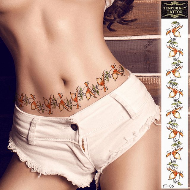 Interesting Tattoo Belt Waterproof Tattoo Stickers Personalized Environmental Protection Sexy Garland Waist Stickers Tattoo Stickers