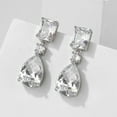thumbnail image 3 of PYNZY Dangle Drop Earrings for Women White Cubic Zirconia Jewelry with Teardrop Paraiba Plated White Gold, 3 of 6