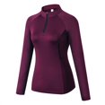 thumbnail image 2 of T-Shirts à Manches Longues à Fermeture Éclair pour Femmes Yoga Course Quart de Zip Pull-Over Exercice T-Shirts Rouge s, 2 of 13