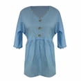 thumbnail image 5 of Womens Floral Babydoll Tops，Office Work Tops Floral Blouses For Women 3/4 Puff Sleeve Pleated Blouse Puff Sleeve Peplum Tops Lightweight Gauze 3/4 Sleeve Blouses Women'S Print T Shirt 2XL, 5 of 5