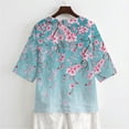 thumbnail image 5 of Xoenoiee Cherry Blossom Print Button Down Tops for Women Short Sleeve T Shirts Causal V Neck Pullover Tunic Top Spring Summer Outfits, XL, 5 of 7