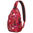 thumbnail image 1 of Buffalo Plaid Sling Backpack for Travel and Hiking, Lightweight Rustic Checkered Crossbody Bag with Classic Red and Black Plaid Pattern and Striped Vintage Fusion Design, 1 of 6