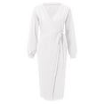 thumbnail image 6 of Sngxgn Women's Square Neck Long Sleeve Bodycon Maxi Dress Casual Ribbed Soft Lounge Dresses(White,L), 6 of 7