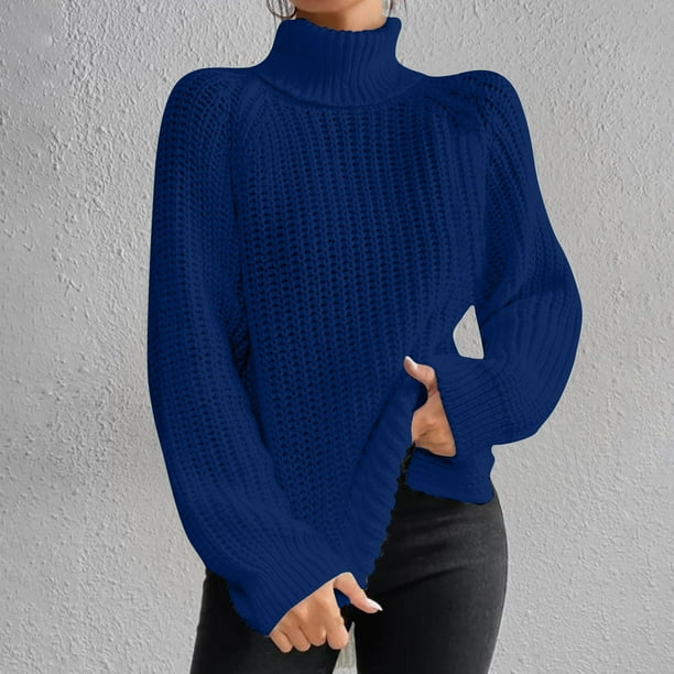 Suéter de cuello alto de moda para mujer, suéter de manga larga, suéter informal de cuello alto, suéter para mujer
