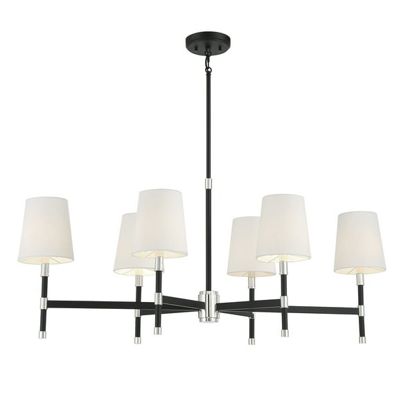 Brody 6-Light Linear Chandelier in Matte Black with Polished Nickel Accents
