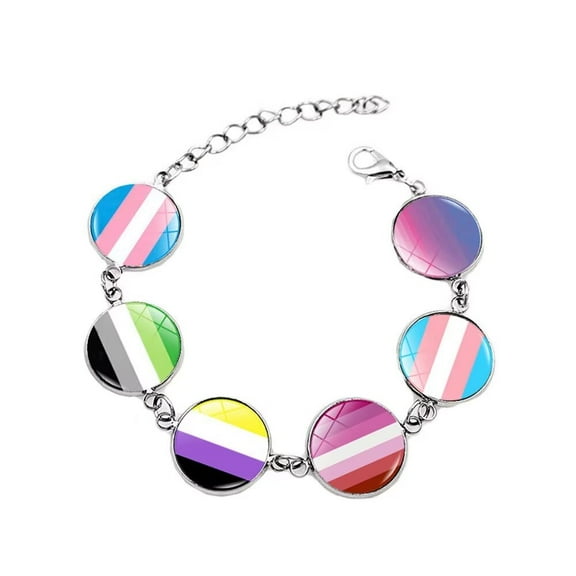 HIJONES Pride Rainbow LGBT Bracelets for Women Men Stackable Love Heart Rainbow Adjustable Bracelets Jewelry Style 2