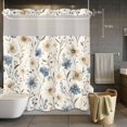 thumbnail image 5 of Spring off No Hooks Shower Curtain with Snap-in Liner White Lake Blue Flower Grey Leaves Vintage Shower Curtains for Bathroom, Waterproof, Easy Install, Washable 72"x72", 5 of 9
