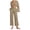 Kaki, variante sur sageysalite Ensembles 2 Pcs pour Femmes Hauts Courts en Coton et Lin et Pantalons Légers Respirants Tenues d'Été Automne Manches Longues