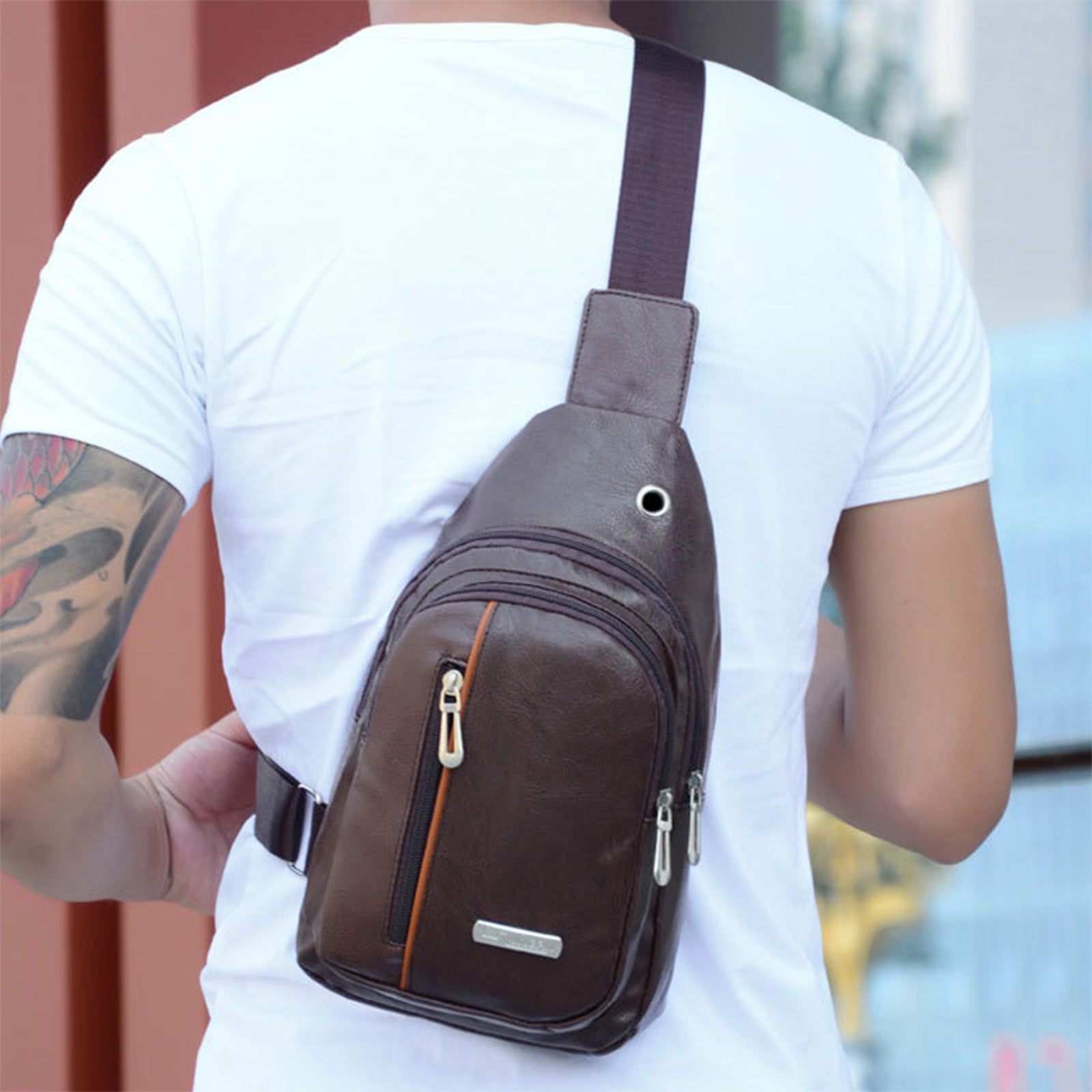 SKYSPER Sacoche Bandoulière 6L Homme - Avec Port Écouteurs - Pour Sport, Randonnée Ou Voyage Léger