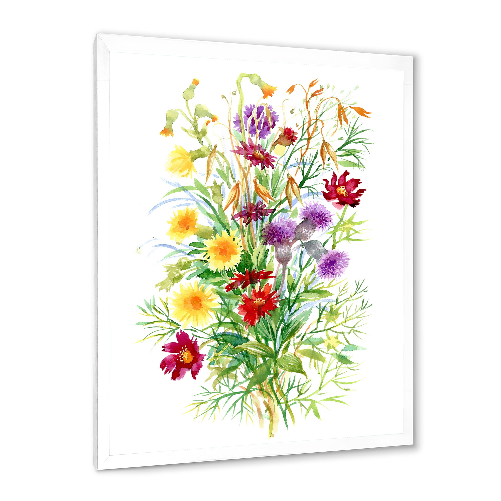 Designart 'Colorful Bouquet Of Wildflowers In Nature' Farmhouse Framed Art Print