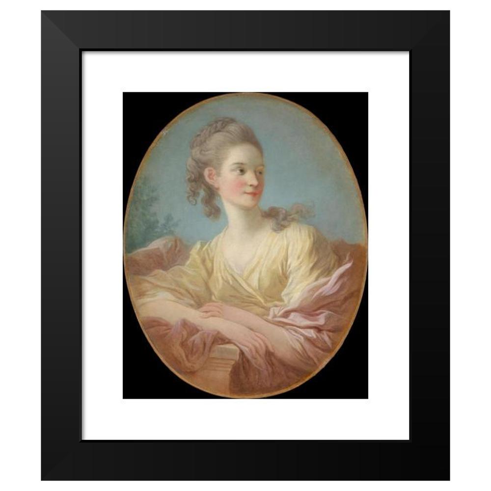 Jean-Honoré Fragonard 12x14 Black Modern Framed Museum Art Print Titled - Portrait of a Young Woman (1770s)