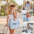 thumbnail image 6 of Gocvo Multi-Pocket Hobo Bags for Women, Corduroy Tote Bag for Casual Outings Work Shopping(Blue Flowers), 6 of 9