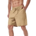 thumbnail image 6 of Iceglad Mens Cotton Linen Shorts Stretch Summer Beach Shorts Casual Drawstring 7inch Inseam Shorts, 6 of 8
