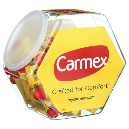 Carmex Medicated Tube Moisturizing Lip Balm, Mini Fishbowl Counter Display, 0.35 oz, 48 Count