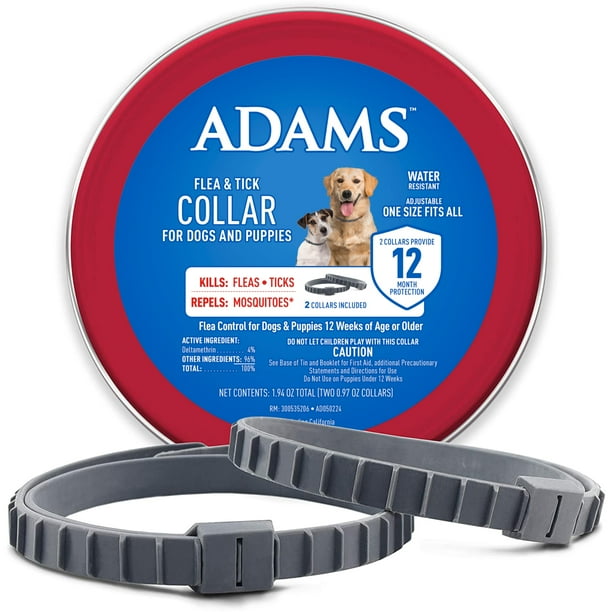 Collar antipulgas y garrapatas para perros y cachorros Adams, paquete de 2, 12 meses
