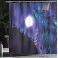 thumbnail image 4 of Ambesonne Moon Shower Curtain, Aurora Borealis and Wolf, 69"Wx84"L, Indigo Aqua Magenta, 4 of 5