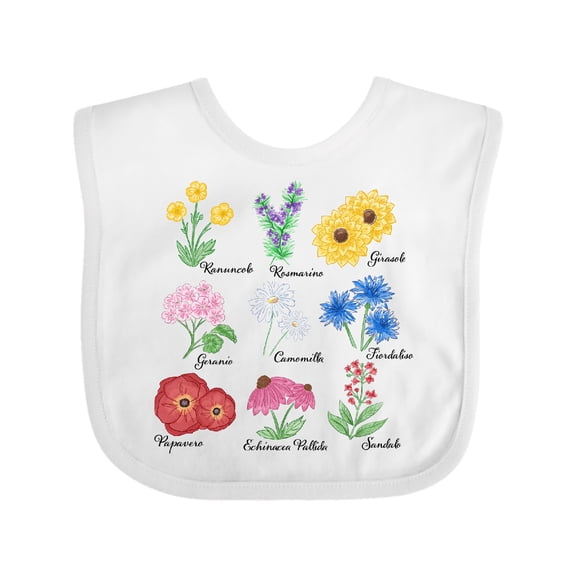 Inktastic Italian Wild Flower Chart Boys or Girls Baby Bib