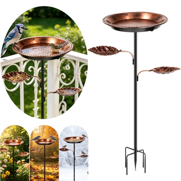 Qissep Bird Bath for Outside, 37 inch Vintage Freestanding Birdbaths for Outdoors & Birdfeeder, Bird Baths Feeder Bowl for Outdoors Garden Patio Yard Lawn Decor, Antique Bronze