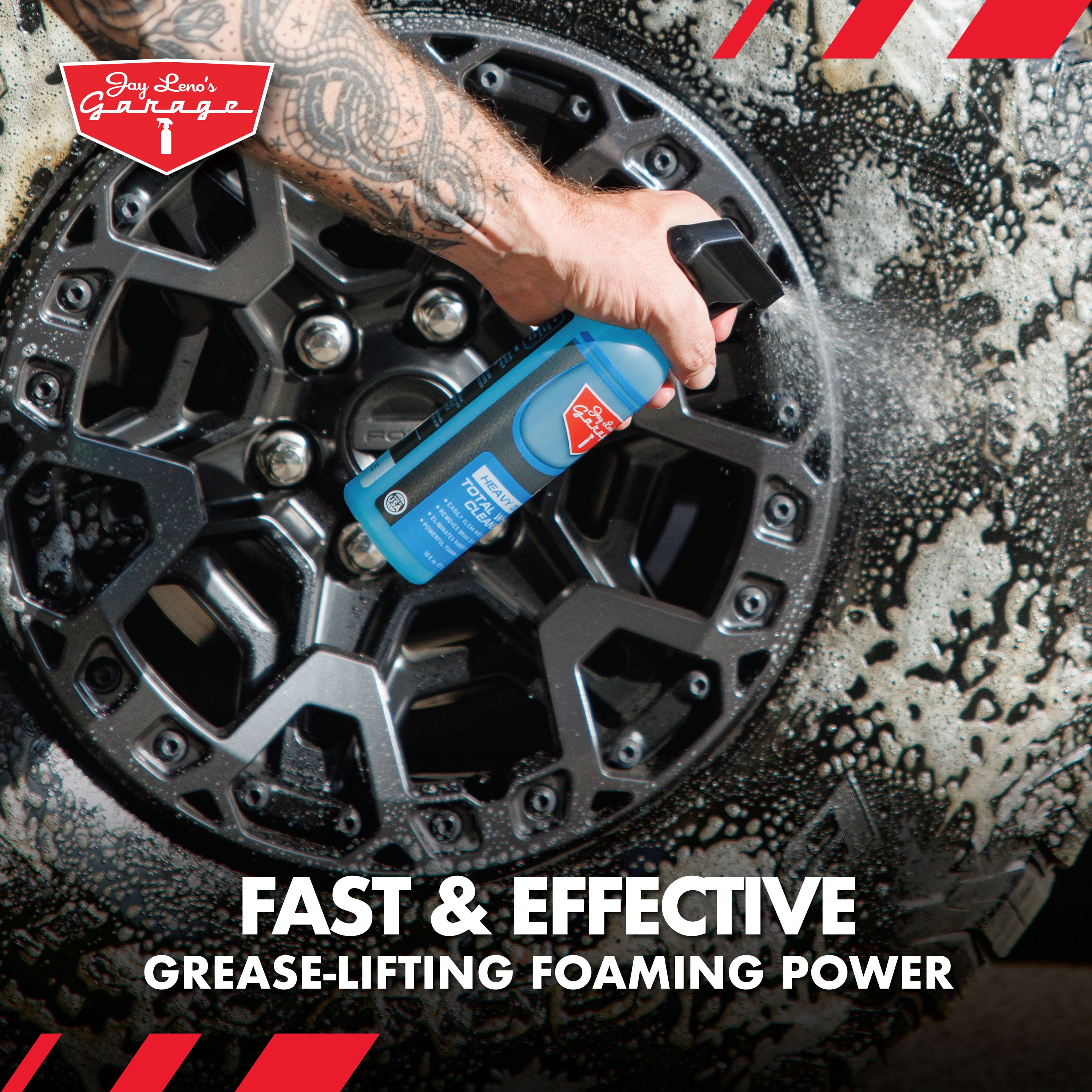 Jay Leno's Garage Total Wheel Cleaner (16 oz) – Powerful Dual-Action Wheel & Tire Cleaner, Removes Brake Dust, Old Dressing & Grime