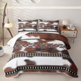 thumbnail image 2 of Erosebridal Brown Western Cowhide Bed Spread Queen for Women Men, Tribal Abstract Aztec Queen Coverlet Set, 3 Pieces, 2 of 7