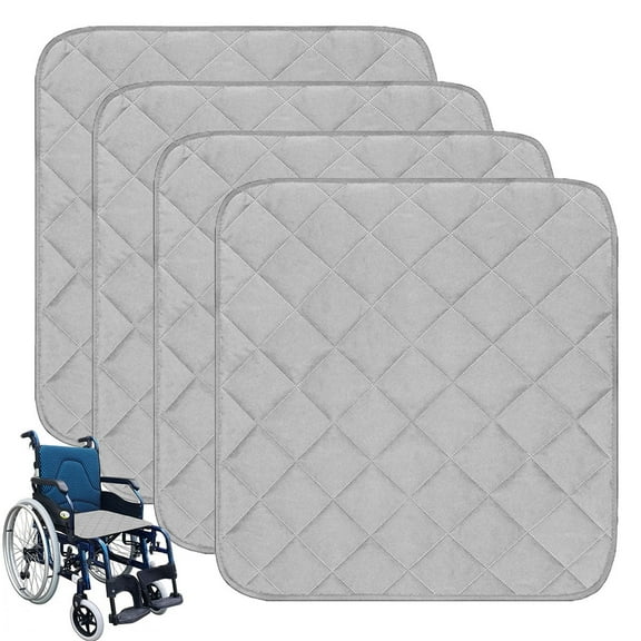 Wheelchair Pad for Incontinence 4 Pack, 22x21 Inch Waterproof & Absorbent Reusable Seat Covers, Non-Slip Washable Underpads for Adults, Elderly, Pets,Grey