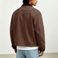 thumbnail image 4 of Iyufng Men's Cropped Collared Work Jackets with Patch Pockets Button Down Long Sleeve Casual Vintage Outerwear, 4 of 9