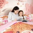 thumbnail image 4 of meiyoeat Ckawaii Highland Cattle Full Size Comforter Sets,Pink Bow Floral Blossom Bedding Comforter Set For Girls,Pink Reversible,3pcs,1 Comforter and 2 Pillowcases, 4 of 7