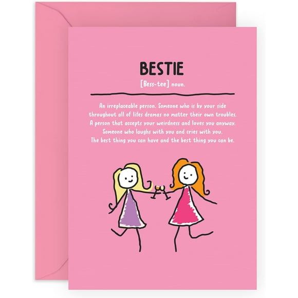 CENTRAL 23 Carte Meilleure Amie - Carte d'Anniversaire Meilleure Amie pour Femmes - Personnages Meilleures Amies - Cadeaux d'Amitié pour Elle Femme - Cartes de Vœux BFF pour Meilleure Amie - avec Autocollants Amusants