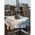 thumbnail image 2 of Outdoor Tablecloth with Umbrella Hole for Patio/Picnic/Party/Camping, White Teal Cherry Blossom Waterproof Table Cloth Round Cover Washable, Spring Summer Flowers Watercolor (Dia 54"), 2 of 9