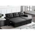 thumbnail image 2 of Dark Gray Upholstered Sectional With Chaise & Storage - Linen, Foam Filled, 3 Seat, Pull Out Turns Into Twin Sleeper For Guest Accommodation In Seat Linen Visitor Entertainment, 2 of 6