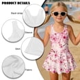 thumbnail image 6 of Xoenoiee Cherry Blossom Print Girls One Piece Swimsuit Swimwear with Skirt Sleeveless Swimsuits Swim Dress Quick Dry Bathing Suits for Beach, Size 3-4 Years, 6 of 7