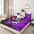 thumbnail image 4 of Castle Fairy Dirt Bike 4-Piece Full Size Sheets,Watercolor Splash Bed Sheets,Black Purple Lightweight Sheet Sets,Ultra Soft Extreme Sport Home Decor, 4 of 7