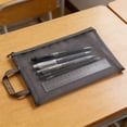 thumbnail image 2 of Grey Mesh Handheld Bag Transparent Nylon Zipper Pouch For Documents Cosmetics Toys A4 Size, 2 of 7