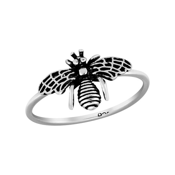 Sweet and Magical Detailed Flying Bumble Bee .925 Sterling Silver Ring-9