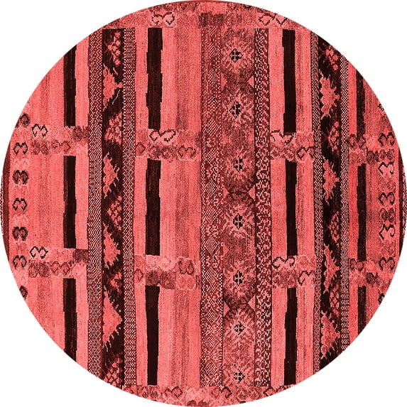 Ahgly Company Indoor Round Oriental Red Industrial Area Rugs, 7' Round