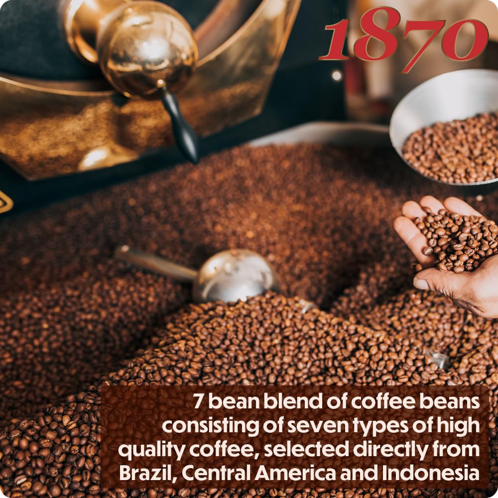 1870 by Caffe Barbera: Mago Whole Bean Roasted Coffee, Aromatic Intense & Fruity 7 Bean Blend by one of the worlds oldest coffee roasters, 150+ years of Roasting over 6 generations, 1.1lb / 0.5kg