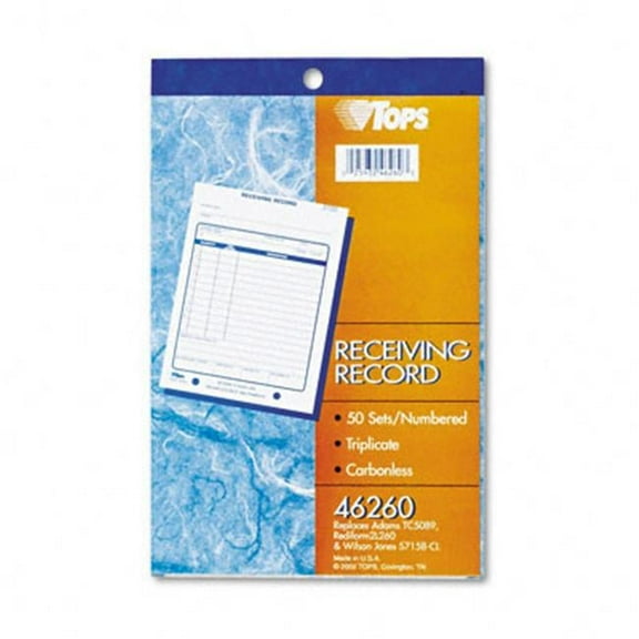 Tops  Receiving Record Carbonless Triplicate 5-1/2 x 7-7/8