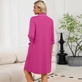 thumbnail image 6 of Zipper Robes for Women Lightweight Loose Fit Womens Bathrobe Zipper Front 3/4 Sleeve Knee Length Casual Sleepwear Nightgown with Pockets Hot Pink M, 6 of 6