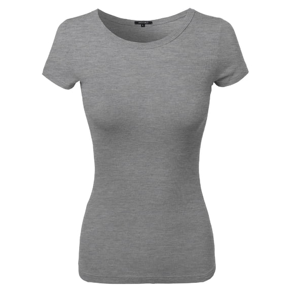 FashionOutfit Women's Short Sleeve Round Neck Rib Top