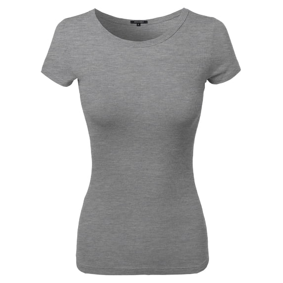 Women's Short Sleeve Round Neck Rib Top