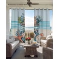 thumbnail image 2 of Summer Coral Blackout Curtains for Bedroom Living Room, Seashell Starfish in Glass Bottle Ocean Beach 84 In Long Thermal Insulated Room Darkening Drapes Grommet Window Treatments, 42 x 84 In, 2 of 9