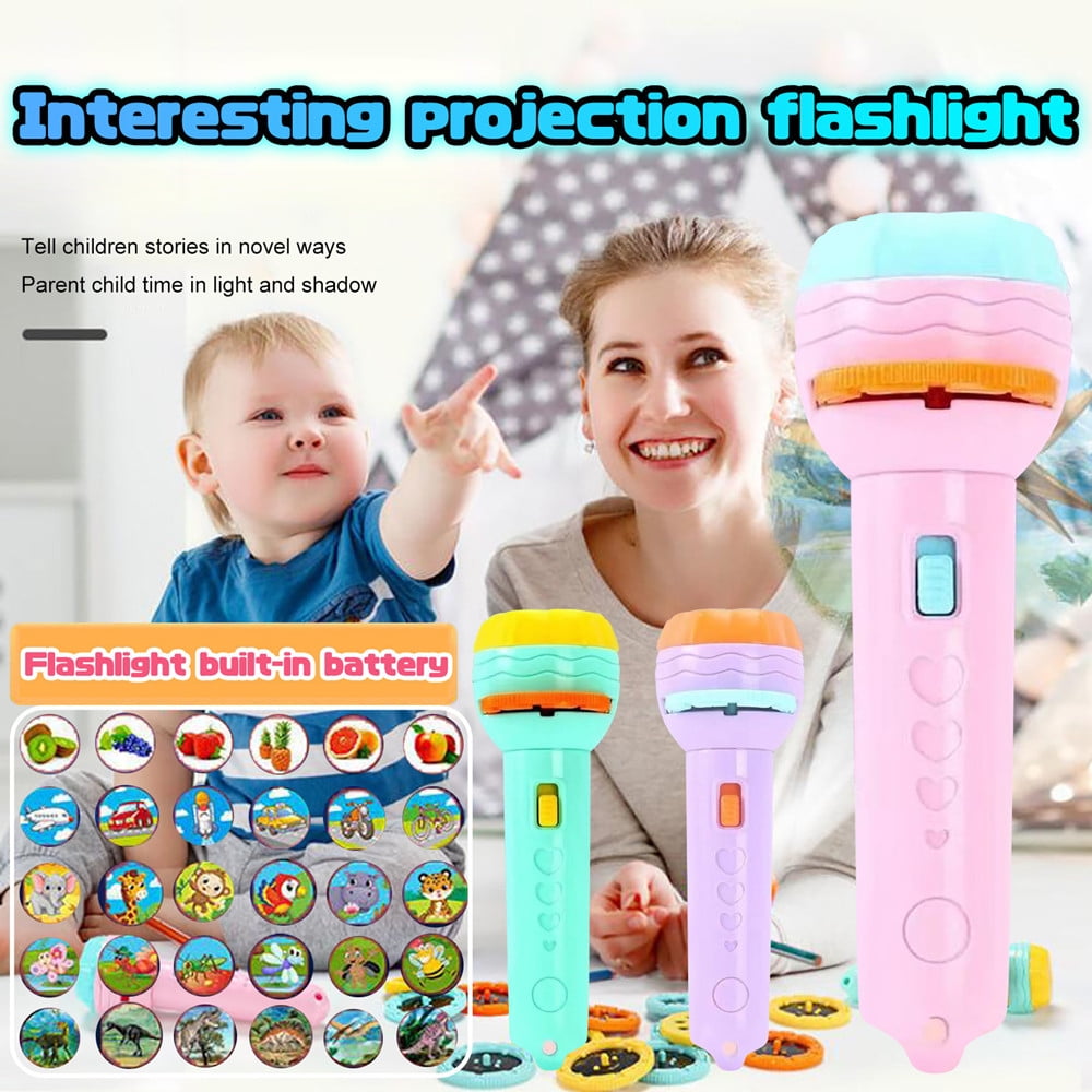 Projection Early Education Cognitive Bedtime Small Torches Flashlight for Child,Kids,Infant,Toddler,Children Grenf Slide Projector Torch