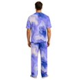thumbnail image 6 of CCRFTGI Mens Pajamas Short Sleeve Sleepwear Round Neck Tie Dye Loungewear Deep Pockets Soft Pant Relaxed Fit 2 Pieces Pajamas Dark Blue 2XL, 6 of 6