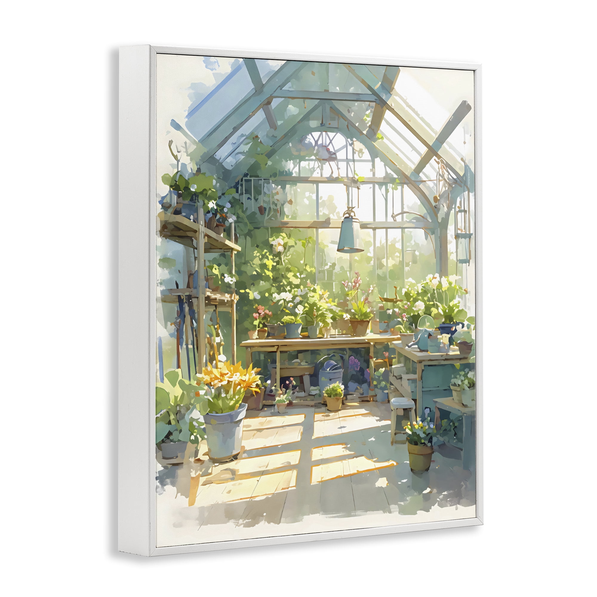 Stupell Industries Sunlit Greenhouse Plant Sanctuary White Framed Giclee Art, design by Creative Studio