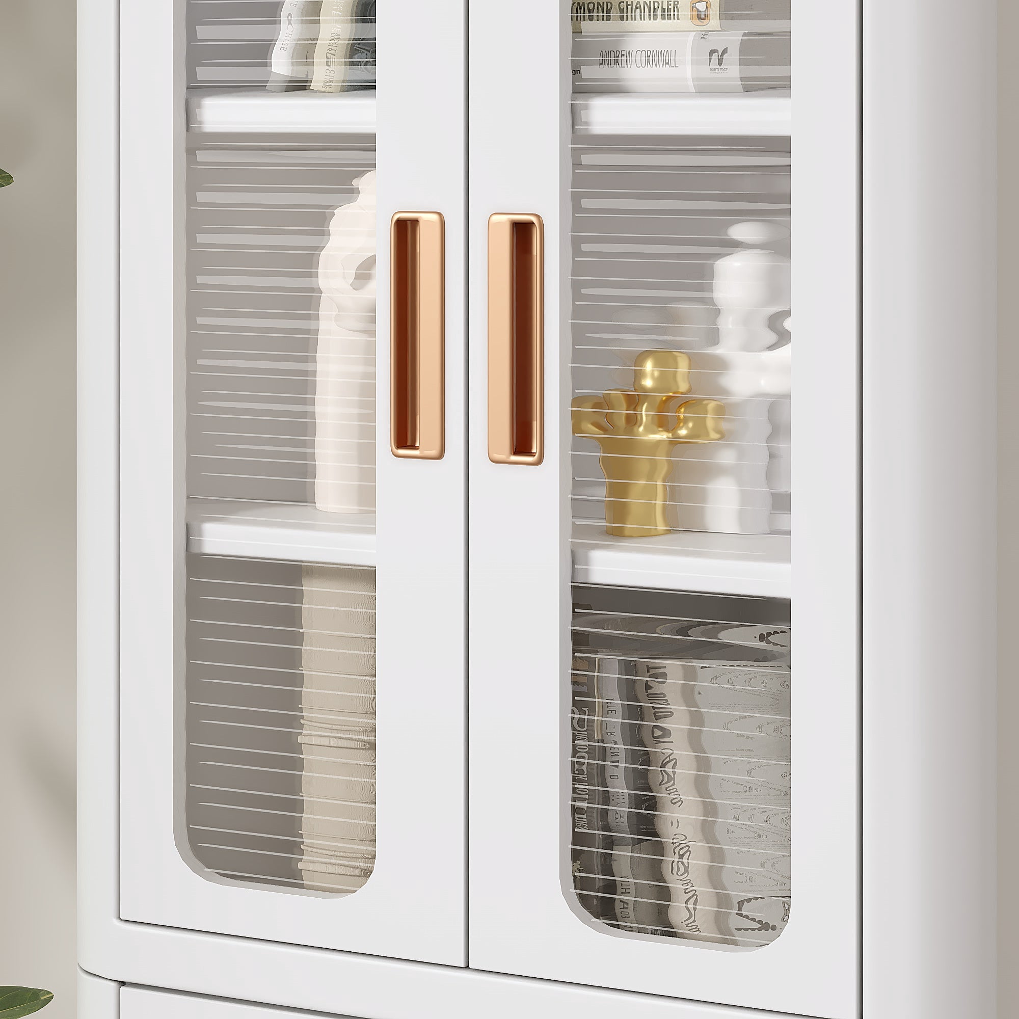 VECELO Bathroom Storage Cabinet, Corner Cabinets with Storage Shelf, Triangle Tall Floor Cabinets for Bathroom Living Room Kitchen Small Space, White