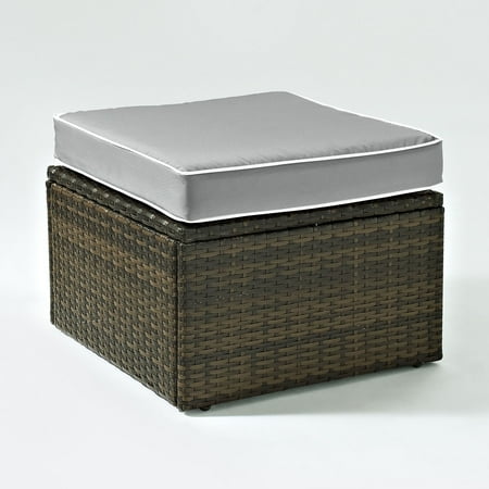 Catalina Outdoor Ottoman Frame - Crosley Furniture KO70091BR-GY Palm Harbor Resin Wicker Outdoor Ottoman (Brown/Grey)