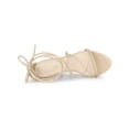 thumbnail image 4 of BLISSFUL STEP Women's Strappy Heel Lace Up Stiletto Heels Sandals Beige 10, 4 of 7