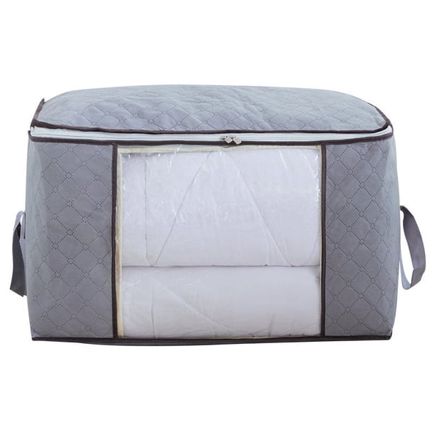 Organizador de bolsa de almacenamiento de ropa de gran capacidad con asa reforzada, tela gruesa para edredones, mantas, ropa de cama, plegable con cremallera resistente, ventana transparente, 1