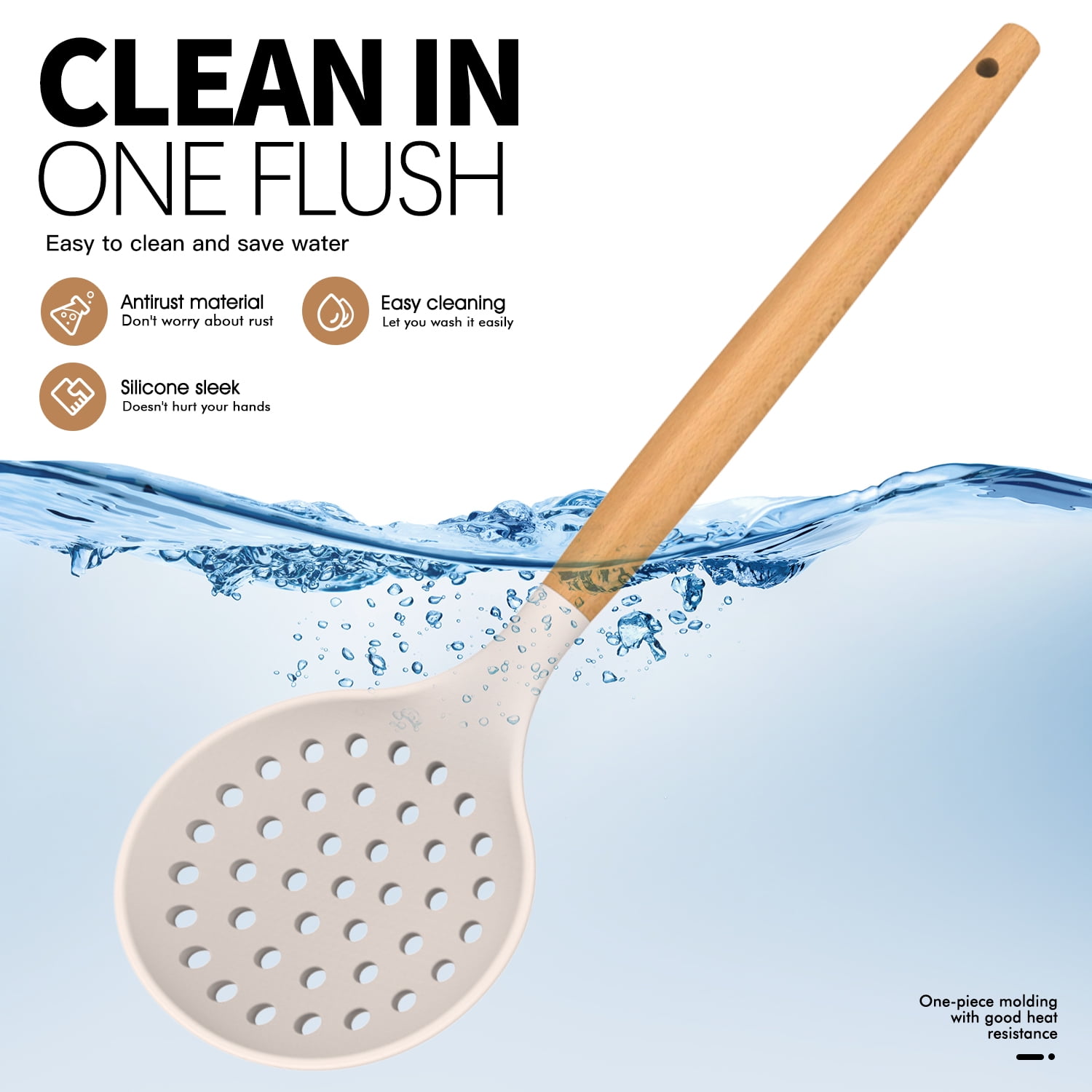 35 Silicone Cooking Utensils Set - 446°F Heat Resistant Silicone Kitchen Utensils for Cooking, Kitchen Utensil Spatula Set w Wooden Handles and Holder, BPA FREE Gadgets for Non-Stick Cookware (Khaki)