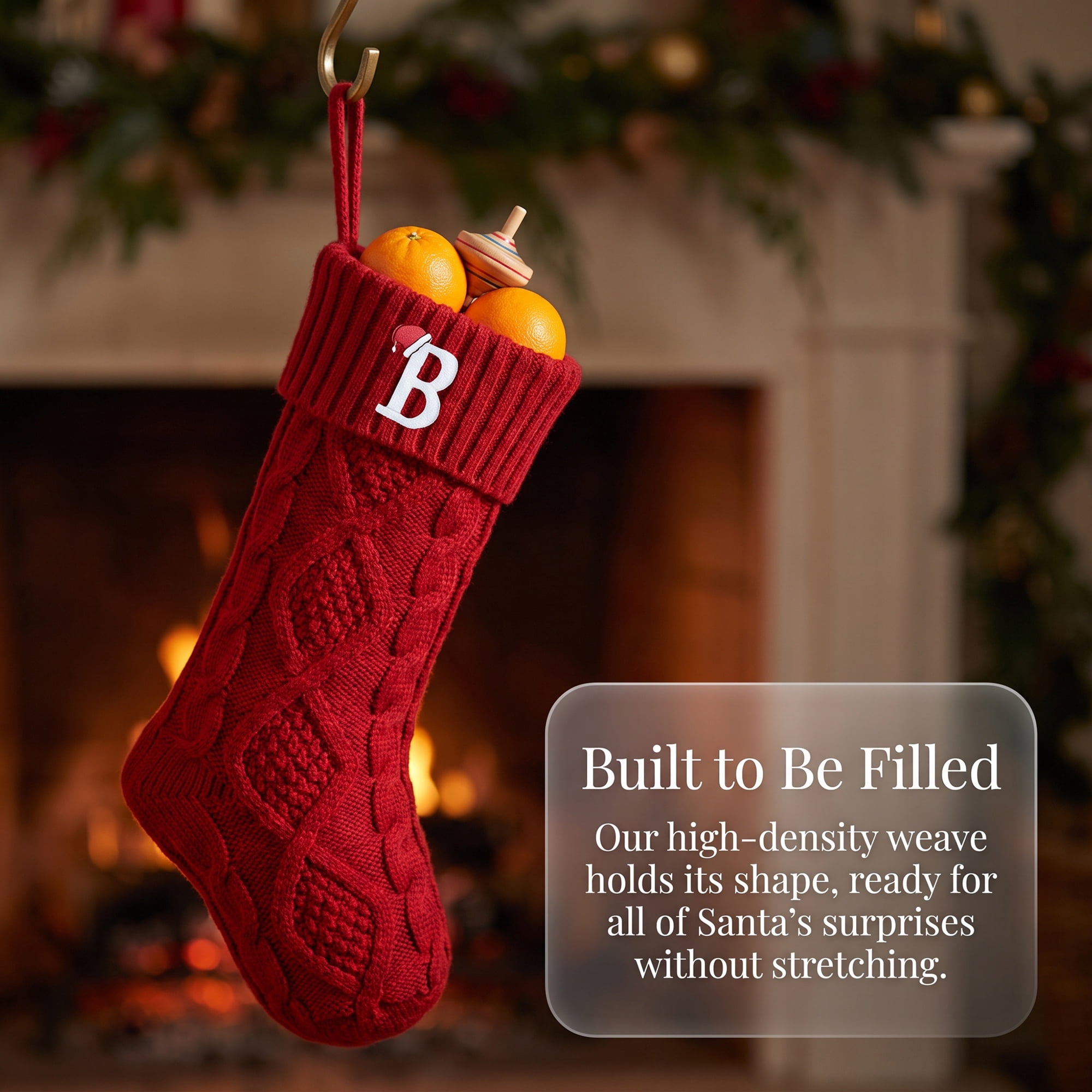 Unique Bargains Canine Bone Christmas Stocking Luxury Puppy Holiday Keepsake Sack Red Letter B 17"